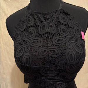 Victoria's Secret Black Lace High-Neck Bra